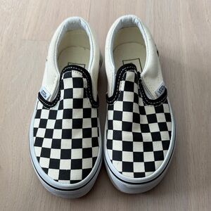 Vans Kids Slip-On Checkerboard Black and White Sneakers